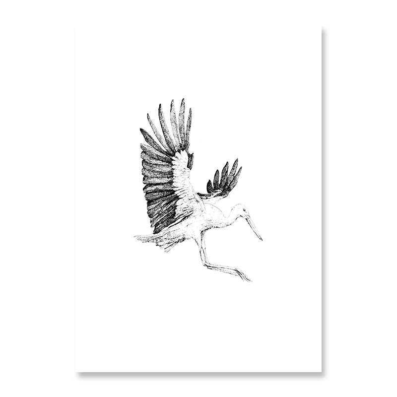 INKYLINES Postkarte Storch
